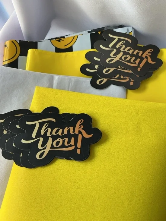 Reseller Shipping Bundle Yellow Black Poly Mailers Thank You Cards - Picture 2 of 2